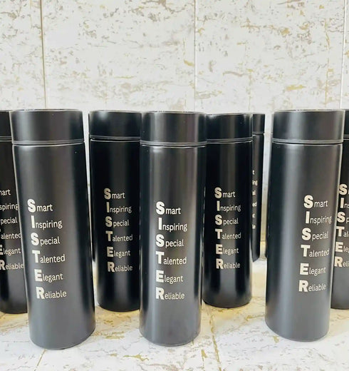 Personalised Black Temperature Bottle for Sister