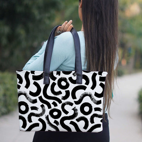 Black Maze Print Women's Office Bag - Uncommongifts.in