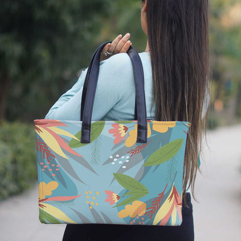 Tropical Print Women's Office Bag - Uncommongifts.in