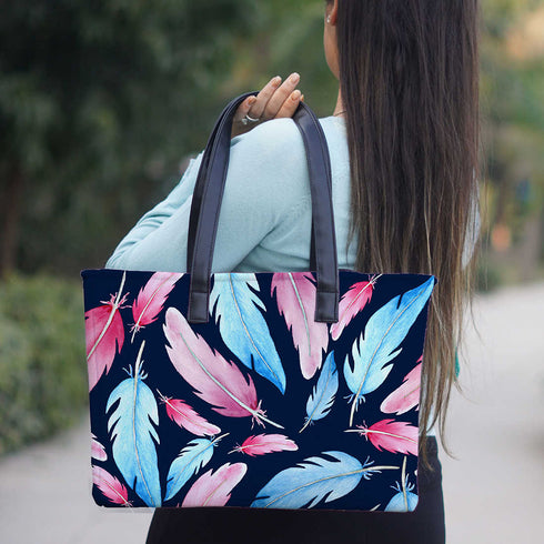 Feather Print Women's Office Bag - Uncommongifts.in