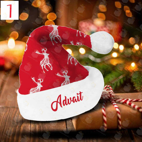 Personalised Red Velvet Printed Christmas Cap