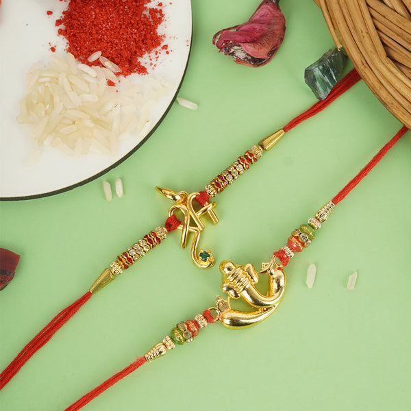 Shri Ganesh Thread Rakhi Set of 2 - Uncommongifts.in