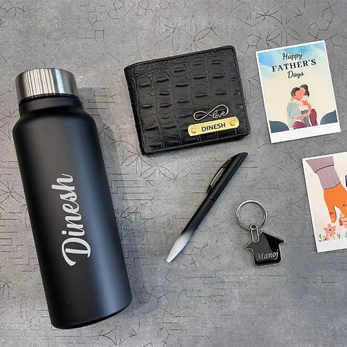 Personalized Men Wallet with Bottle Combo | Fathers Day