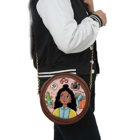 Personalised Round Sling Bag for Easy Carrying and Chic Looks - Uncommongifts.in
