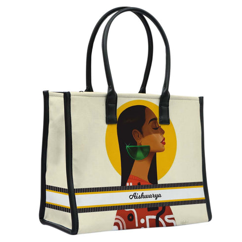 Personalised Beautiful Girl Printed Box Tote Bag - Uncommongifts.in