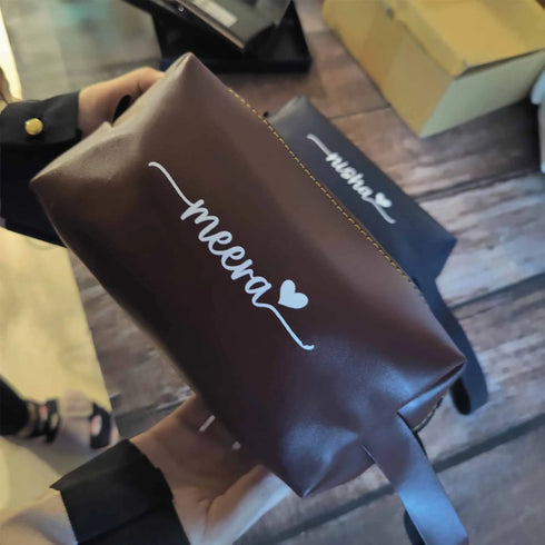 Personalised Bridesmaid Cosmetic PU Pouch for Women