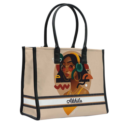 Personalised Girl Printed Box Tote Bag - Uncommongifts.in
