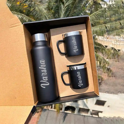 Personalized Stainless Steel Bottle with Cup Set