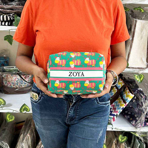 Personalised Green Printed Box Pouch