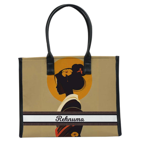 Personalised Girl Printed Box Tote Bag - Uncommongifts.in