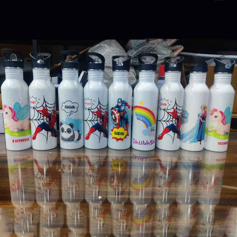 Personalised Printed Kids Steel Bottle With Straw
