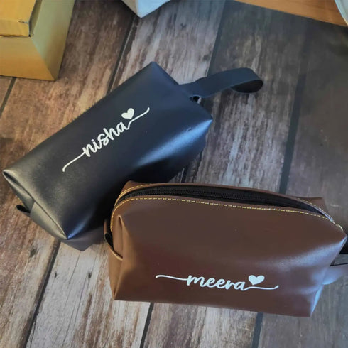 Personalised Bridesmaid Cosmetic PU Pouch for Women