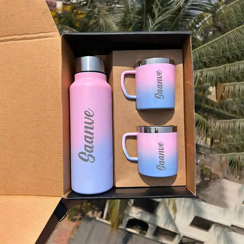 Personalized Stainless Steel Bottle with Cup Set