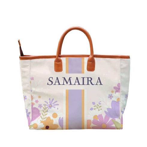 Purple Strap Printed Personalised Luna Handbag