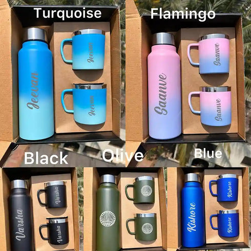 Personalized Stainless Steel Bottle with Cup Set