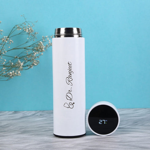 Temperature Bottle With Name - White - Uncommongifts.in