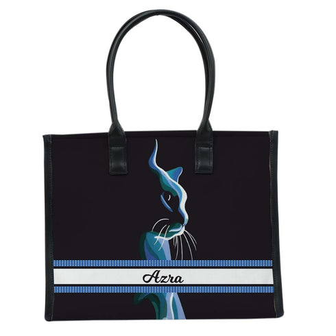Personalised Cat Printed Box Tote Bag - Uncommongifts.in