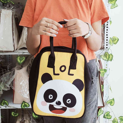Personalised Panda Printed Canvas Lunch Bag