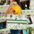 Customized White & Green Floral Printed Handheld Box Hand Bag - Uncommongifts.in