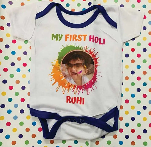 Customized Holi Kids Photo Romper