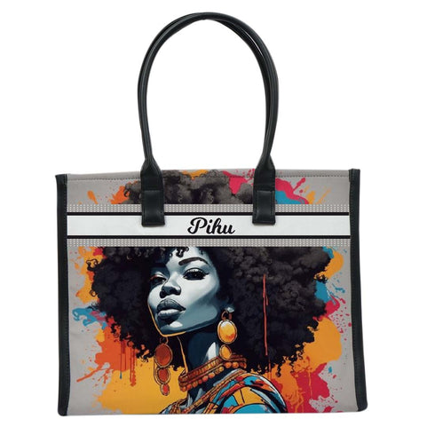 Personalised Multicolor Girl Printed Box Tote Bag - Uncommongifts.in