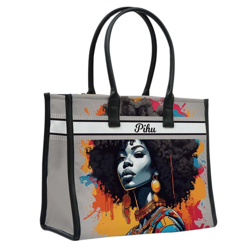 Personalised Multicolor Girl Printed Box Tote Bag - Uncommongifts.in