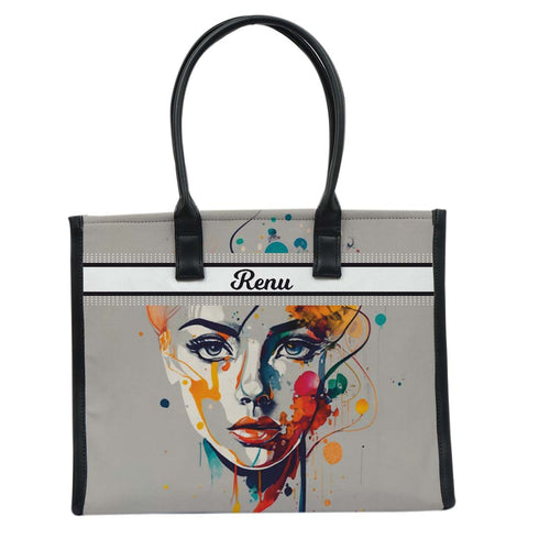 Personalised Girl Printed Box Tote Bag - Uncommongifts.in