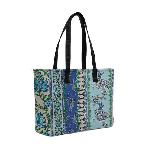 Blue Floral Print Women's Office Bag - Uncommongifts.in