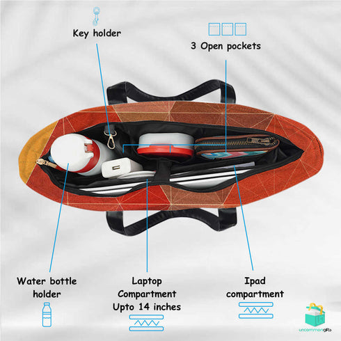 Orange shade print Women's Office Bag - Uncommongifts.in