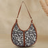 Blue Ethnic Motifs Printed Half Moon Hobo Bag - Uncommongifts.in