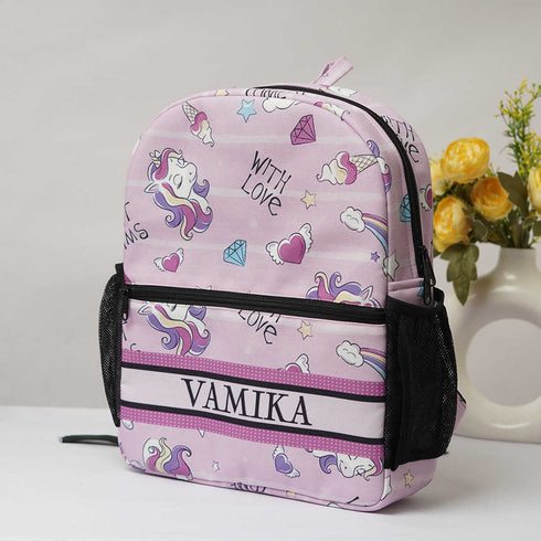 Personalised Unicorn Print Backpack - Uncommongifts.in