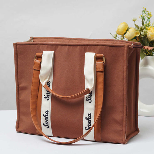 Brown Allure Personalised Handbag - Uncommongifts.in