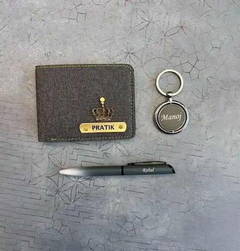 Personalised Denim Men Wallet Combo With Charms