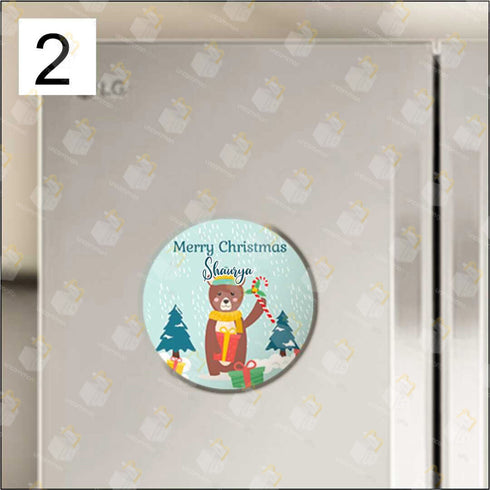 Personalised Merry Christmas Round Fridge Magnet