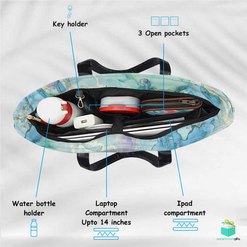 Blue Marble Print Women's Office Bag - Uncommongifts.in