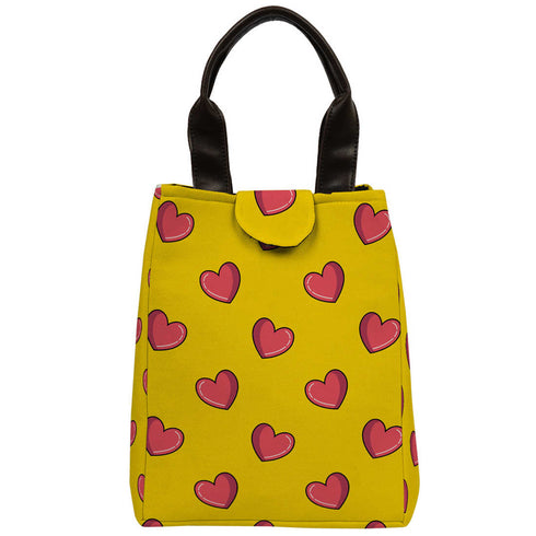 Yellow Printed Lunch Bag With Handle - Uncommongifts.in