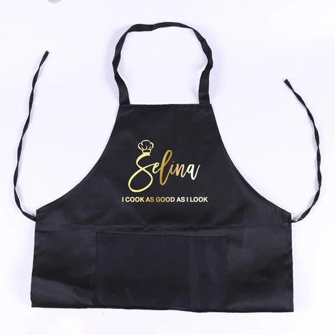 Personalised Canvas Cotton Kitchen Apron with Chef Hat