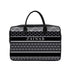 Black and White Stripes Printed Canvas and PU Laptop Bag - Uncommongifts.in