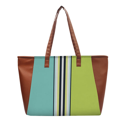 Colourblocked Structured Canvas Tote Bag - Uncommongifts.in