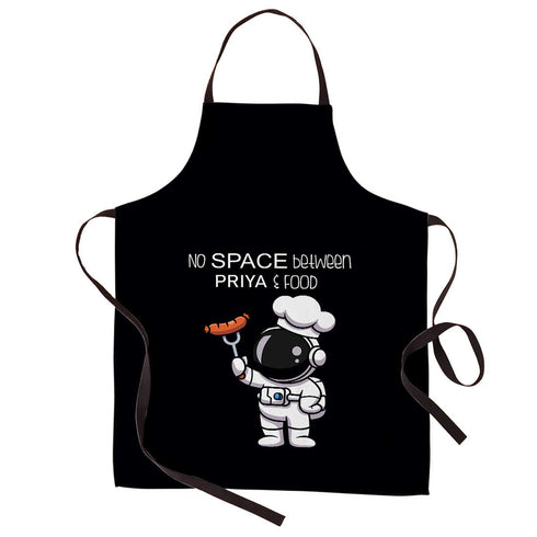 Crazy Corner No Space Between Me & Food Printed Canvas Cotton Kitchen Apron - Uncommongifts.in