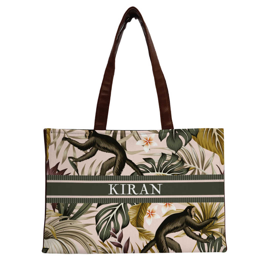 Monkey Animal Printed Personalised Box Tote Bag