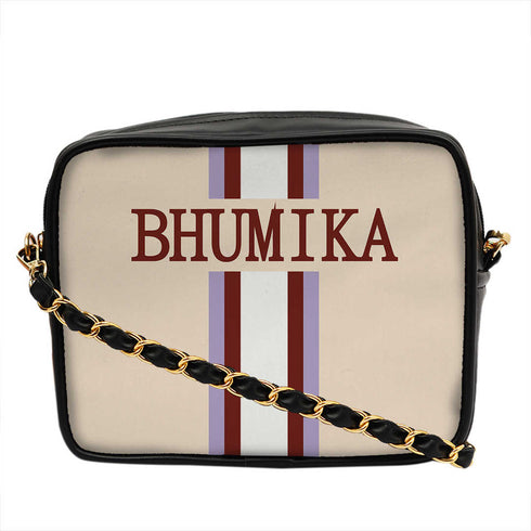 Customized Canvas Striped Sling Bag - Uncommongifts.in