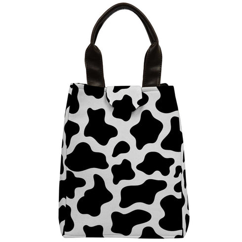 Black & White Printed Lunch Bag With Handle - Uncommongifts.in