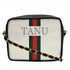 White Customized Red Striped Sling Bag - Uncommongifts.in