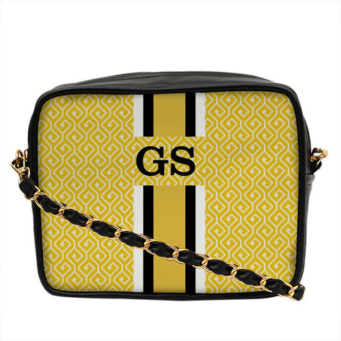 Customized Yellow Striped Sling Bag - Uncommongifts.in