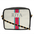 White Customized Pink Striped Sling Bag - Uncommongifts.in