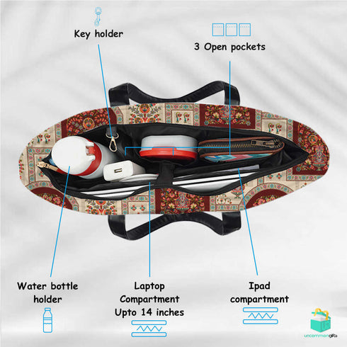 Motif Print Women's Office Bag - Uncommongifts.in