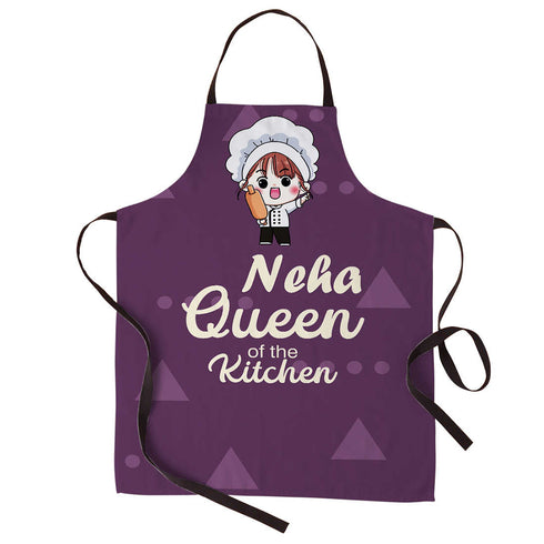 Crazy Corner Queen Of The Kitchen Printed Canvas Cotton Kitchen Apron - Uncommongifts.in