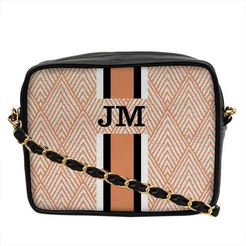 Customized Beige Striped Sling Bag - Uncommongifts.in