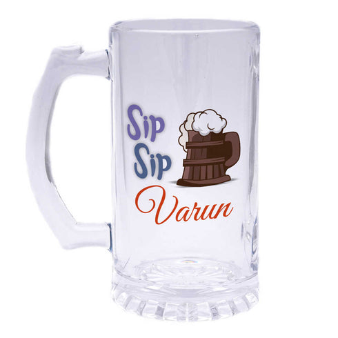 Sip Sip Printed Glass Beer Mug - Uncommongifts.in